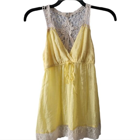 Ya Los Angeles Yellow Bohemian Crochet Tank Size Small - Picture 2 of 3